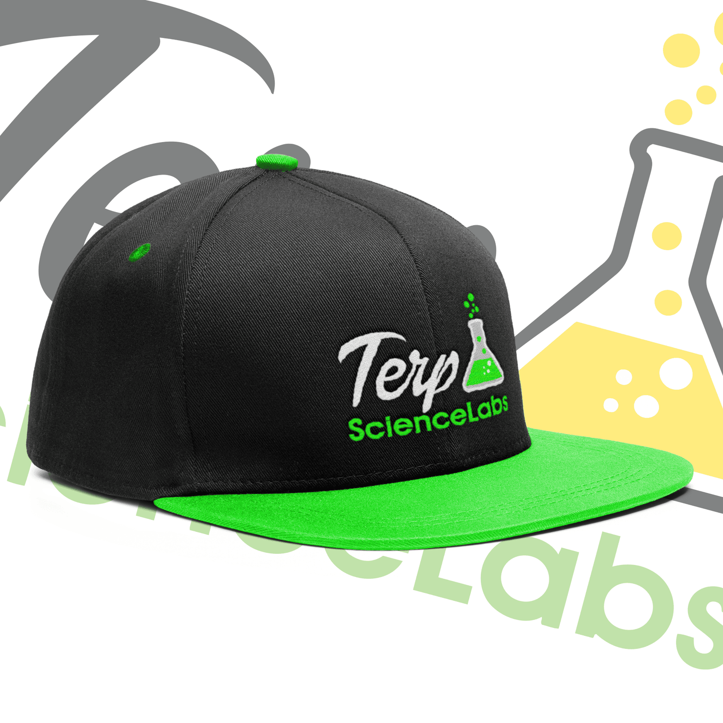 Terp Science Labs Snapback (Flat Brim) Black/Lime